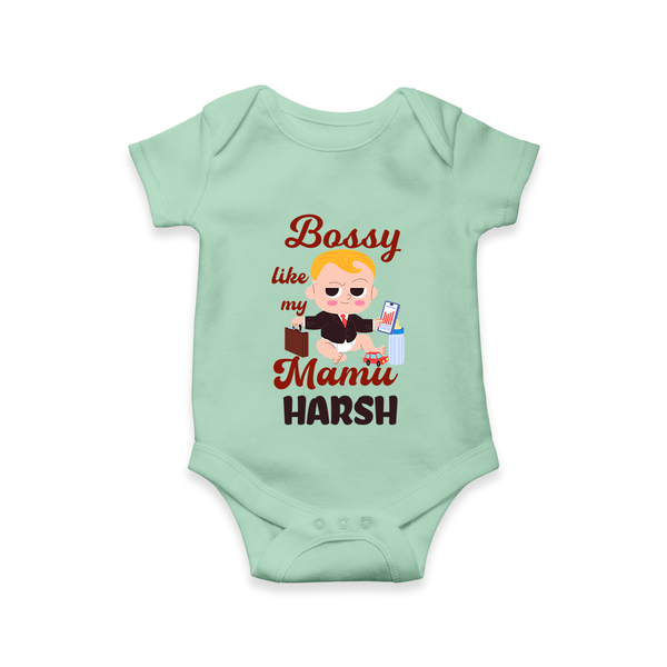 Bossy Like My Mamu Romper / Onesie | Personalized Baby Romper / Onesie for Mamu's Little Boss - MINT GREEN - New Born (Chest 14")