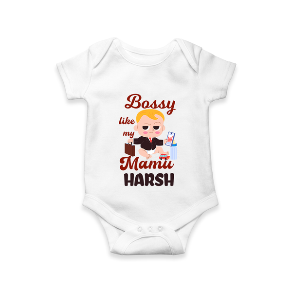 Bossy Like My Mamu Romper / Onesie | Personalized Baby Romper / Onesie for Mamu's Little Boss - WHITE - New Born (Chest 14")