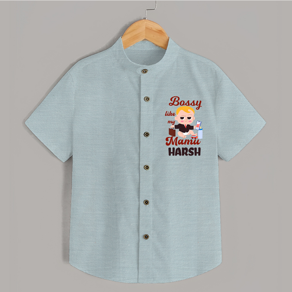 Bossy Like My Mamu Shirt | Personalized Baby Shirt for Mamu's Little Boss - ARCTIC BLUE - 0 - 6 Months Old (Chest 23")