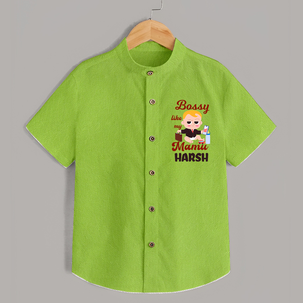 Bossy Like My Mamu Shirt | Personalized Baby Shirt for Mamu's Little Boss - LIME GREEN - 0 - 6 Months Old (Chest 23")