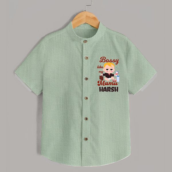 Bossy Like My Mamu Shirt | Personalized Baby Shirt for Mamu's Little Boss - MINT GREEN - 0 - 6 Months Old (Chest 23")