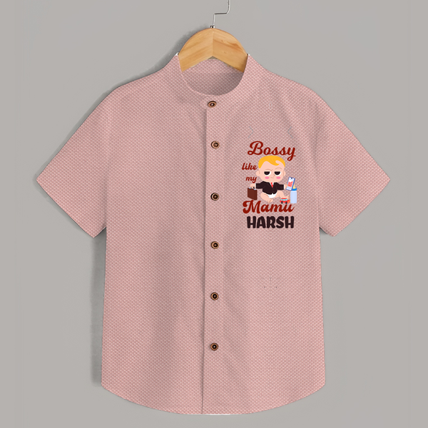 Bossy Like My Mamu Shirt | Personalized Baby Shirt for Mamu's Little Boss - PEACH - 0 - 6 Months Old (Chest 23")
