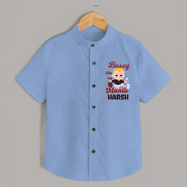 Bossy Like My Mamu Shirt | Personalized Baby Shirt for Mamu's Little Boss - SKY BLUE - 0 - 6 Months Old (Chest 23")