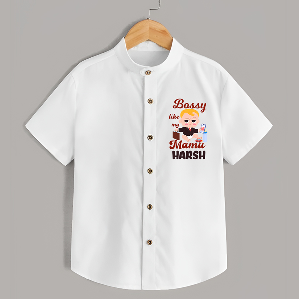 Bossy Like My Mamu Shirt | Personalized Baby Shirt for Mamu's Little Boss - WHITE - 0 - 6 Months Old (Chest 23")