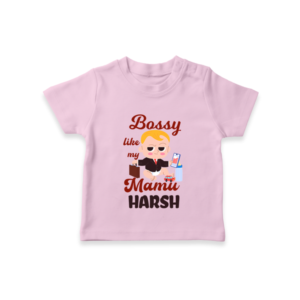 Bossy Like My Mamu T-Shirt | Personalized Baby T-Shirt for Mamu's Little Boss - BABY PINK - 0-5 Months Old (Chest 17")