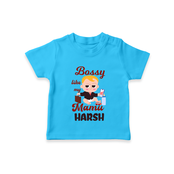 Bossy Like My Mamu T-Shirt | Personalized Baby T-Shirt for Mamu's Little Boss - SKY BLUE - 0-5 Months Old (Chest 17")