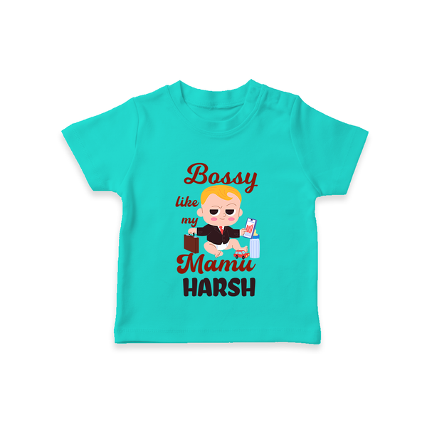Bossy Like My Mamu T-Shirt | Personalized Baby T-Shirt for Mamu's Little Boss - TEAL - 0-5 Months Old (Chest 17")
