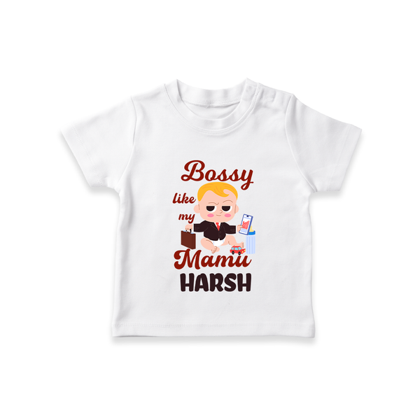 Bossy Like My Mamu T-Shirt | Personalized Baby T-Shirt for Mamu's Little Boss - WHITE - 0-5 Months Old (Chest 17")