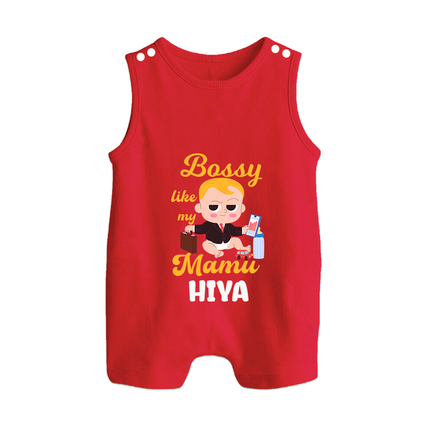 Bossy Like My Mamu Romper Suit / Sleeveless Romper | Personalized Baby Romper Suit / Sleeveless Romper for Mamu's Little Boss - RED - 0 - 5 Months Old (Chest 18")