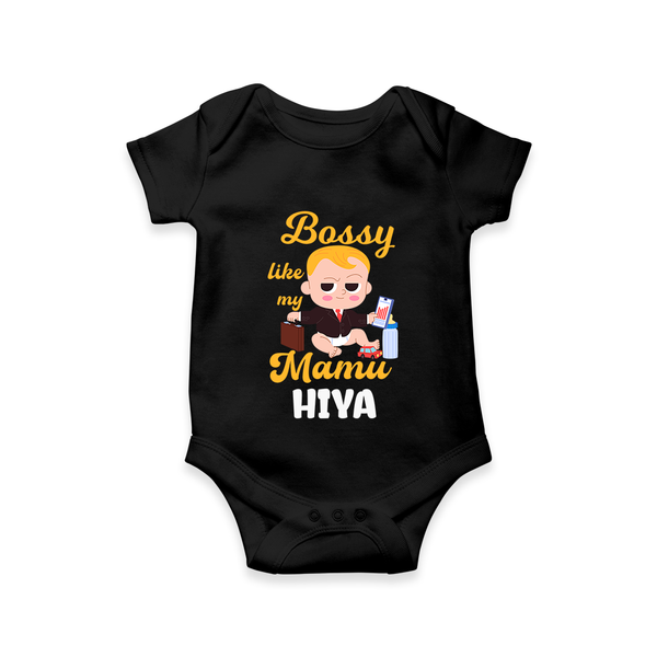 Bossy Like My Mamu Romper / Onesie | Personalized Baby Romper / Onesie for Mamu's Little Boss - BLACK - New Born (Chest 14")