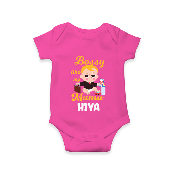 Bossy Like My Mamu Romper / Onesie | Personalized Baby Romper / Onesie for Mamu's Little Boss - HOT PINK - New Born (Chest 14")