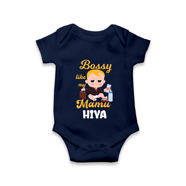 Bossy Like My Mamu Romper / Onesie | Personalized Baby Romper / Onesie for Mamu's Little Boss - NAVY BLUE - New Born (Chest 14")