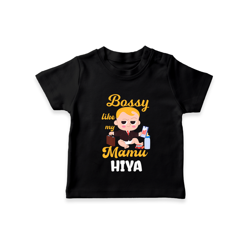 Bossy Like My Mamu T-Shirt | Personalized Baby T-Shirt for Mamu's Little Boss - BLACK - 0-5 Months Old (Chest 17")