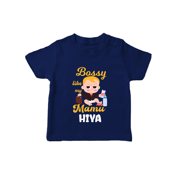 Bossy Like My Mamu T-Shirt | Personalized Baby T-Shirt for Mamu's Little Boss - NAVY BLUE - 0-5 Months Old (Chest 17")