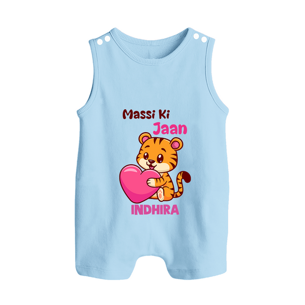 Massi Ki Jaan Romper Suit / Sleeveless Romper | Custom Baby Romper Suit / Sleeveless Romper for Massi's Heart - BABY BLUE - 0 - 5 Months Old (Chest 18")