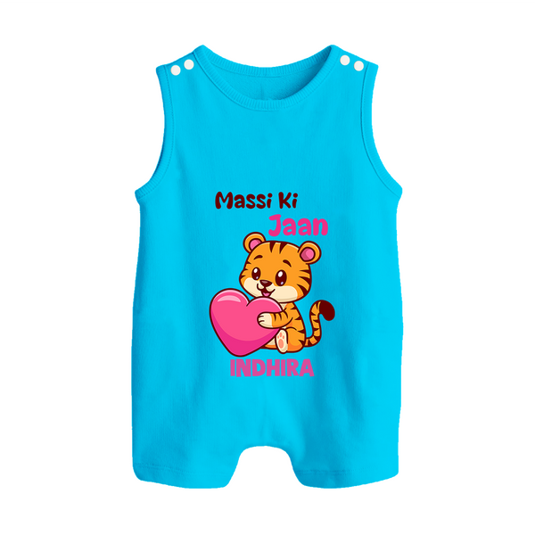 Massi Ki Jaan Romper Suit / Sleeveless Romper | Custom Baby Romper Suit / Sleeveless Romper for Massi's Heart - SKY BLUE - 0 - 5 Months Old (Chest 18")