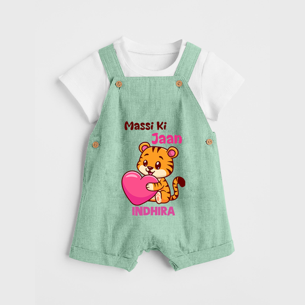 Massi Ki Jaan Dungaree Set | Custom Baby Dungaree Set for Massi's Heart - MINT GREEN - 0 - 5 Months Old (Chest 18")