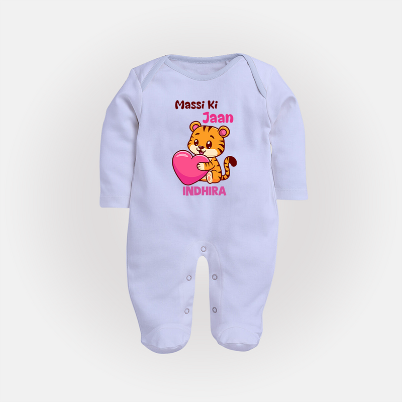 Massi Ki Jaan Sleep Suit / Full Sleeve Body Suit | Custom Baby Sleep Suit / Full Sleeve Body Suit for Massi's Heart - BABY BLUE - New Born (Chest 7.5")