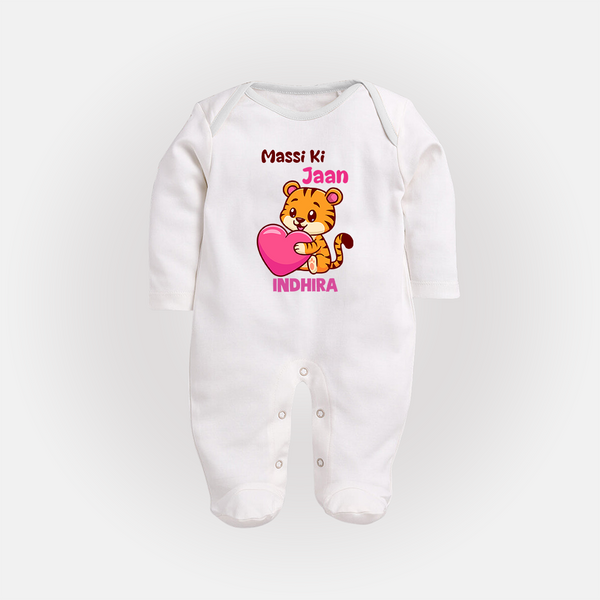 Massi Ki Jaan Sleep Suit / Full Sleeve Body Suit | Custom Baby Sleep Suit / Full Sleeve Body Suit for Massi's Heart - WHITE - New Born (Chest 7.5")