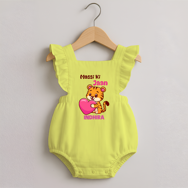 Massi Ki Jaan Romper Frock | Custom Baby Romper Frock for Massi's Heart - PASTEL YELLOW - 0 - 3 Months Old (Chest 19")