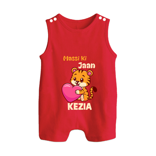 Massi Ki Jaan Romper Suit / Sleeveless Romper | Custom Baby Romper Suit / Sleeveless Romper for Massi's Heart - RED - 0 - 5 Months Old (Chest 18")