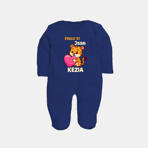 Massi Ki Jaan Sleep Suit / Full Sleeve Body Suit | Custom Baby Sleep Suit / Full Sleeve Body Suit for Massi's Heart - NAVY BLUE - New Born (Chest 7.5")