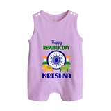 Republic Day Ashoka Chakra Personalised Baby Romper Suit - LILAC - 0 - 5 Months Old (Chest 18")