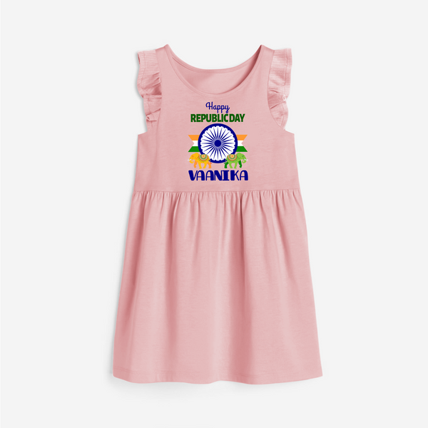 Republic Day Ashoka Chakra Personalised Frock - BABY PINK - 1 - 2 Years Old (Chest 22" , Full Length 22")
