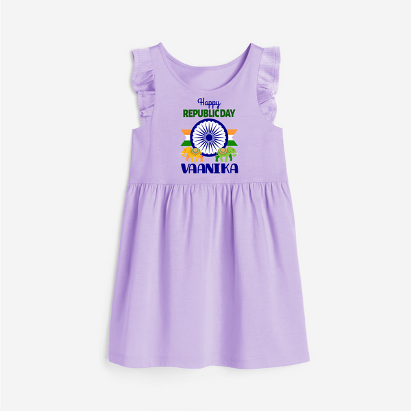Republic Day Ashoka Chakra Personalised Frock - LILAC - 1 - 2 Years Old (Chest 22" , Full Length 22")
