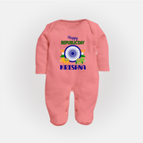 Republic Day Ashoka Chakra Personalised Baby Fullbody Suit - PEACH - New Born (Chest 7.5")