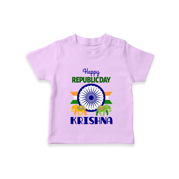 Republic Day Ashoka Chakra Personalised Kid T-Shirt - LILAC - 0-5 Months Old (Chest 17")