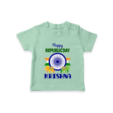 Republic Day Ashoka Chakra Personalised Kid T-Shirt - MINT GREEN - 0-5 Months Old (Chest 17")