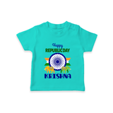 Republic Day Ashoka Chakra Personalised Kid T-Shirt - TEAL - 0-5 Months Old (Chest 17")