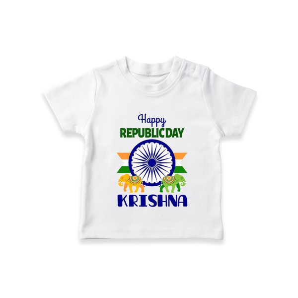 Republic Day Ashoka Chakra Personalised Kid T-Shirt - WHITE - 0-5 Months Old (Chest 17")