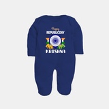 Republic Day Ashoka Chakra Personalised Baby Fullbody Suit - NAVY BLUE - New Born (Chest 7.5")