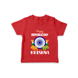 Republic Day Ashoka Chakra Personalised Kid T-Shirt - RED - 0-5 Months Old (Chest 17")