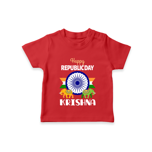 Republic Day Ashoka Chakra Personalised Kid T-Shirt - RED - 0-5 Months Old (Chest 17")