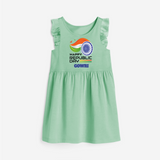 Modern Tricolour Republic Day Personalised  Frock - MINT GREEN - 1 - 2 Years Old (Chest 22" , Full Length 22")