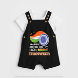 Modern Tricolour Republic Day Personalised Kid Dungaree - BLACK - 0 - 5 Months Old (Chest 18")
