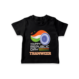 Modern Tricolour Republic Day Personalised Kid T-Shirt - BLACK - 0-5 Months Old (Chest 17")