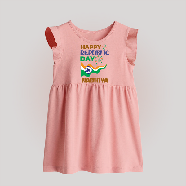 Happy Republic Day Personalised   Baby Frock - BABY PINK - 0 - 3 Months Old (Chest 17")