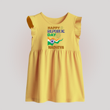 Happy Republic Day Personalised   Baby Frock - PASTEL YELLOW - 0 - 3 Months Old (Chest 17")