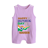 Happy Republic Day Personalised Baby Romper Suit - LILAC - 0 - 5 Months Old (Chest 18")