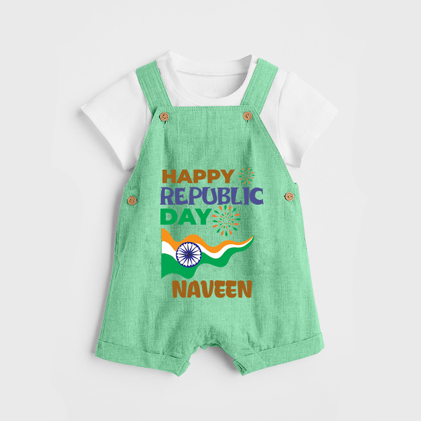 Happy Republic Day Personalised Kid Dungaree - GREEN - 0 - 5 Months Old (Chest 18")