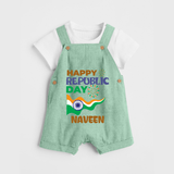 Happy Republic Day Personalised Kid Dungaree - MINT GREEN - 0 - 5 Months Old (Chest 18")