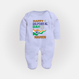 Happy Republic Day Personalised Baby Fullbody Suit - BABY BLUE - New Born (Chest 7.5")