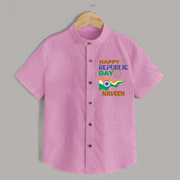 Happy Republic Day Personalised Kid Shirt - BABY PINK - 0 - 6 Months Old (Chest 23")
