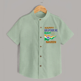 Happy Republic Day Personalised Kid Shirt - MINT GREEN - 0 - 6 Months Old (Chest 23")
