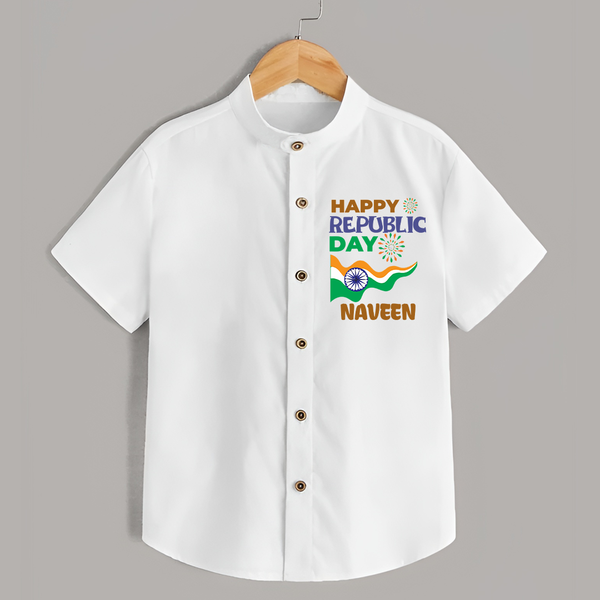 Happy Republic Day Personalised Kid Shirt - WHITE - 0 - 6 Months Old (Chest 23")