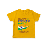 Happy Republic Day Personalised Kid T-Shirt - CHROME YELLOW - 0-5 Months Old (Chest 17")